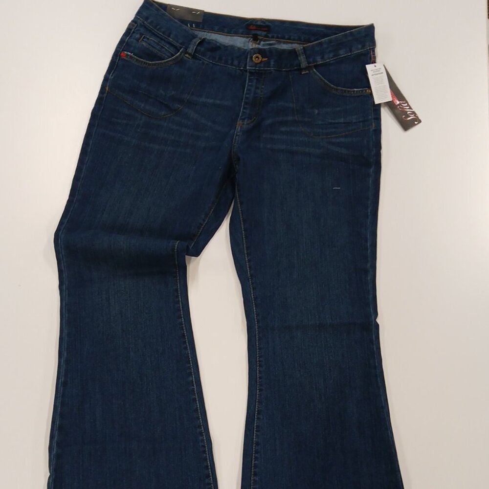 SOFIA JEANS By SOFIA VERGARA Dark Wash Mid Rise Flare Pocket Jeans Size 14 New!